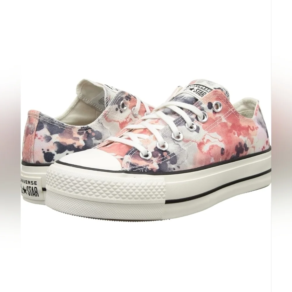 Womens Sz 8.5 Pink & White Converse‎ CTAS Lift Ox Platform Sneakers